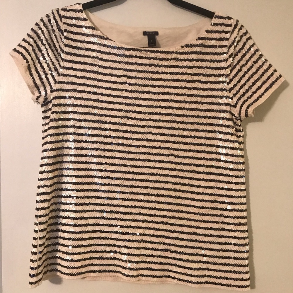 J Crew short sleeve sequin blouse